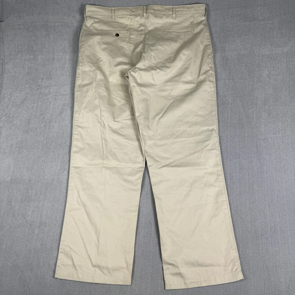Haband Chino Flat Front High Rise Khaki Pants Mens 40 Beige Cotton Blend